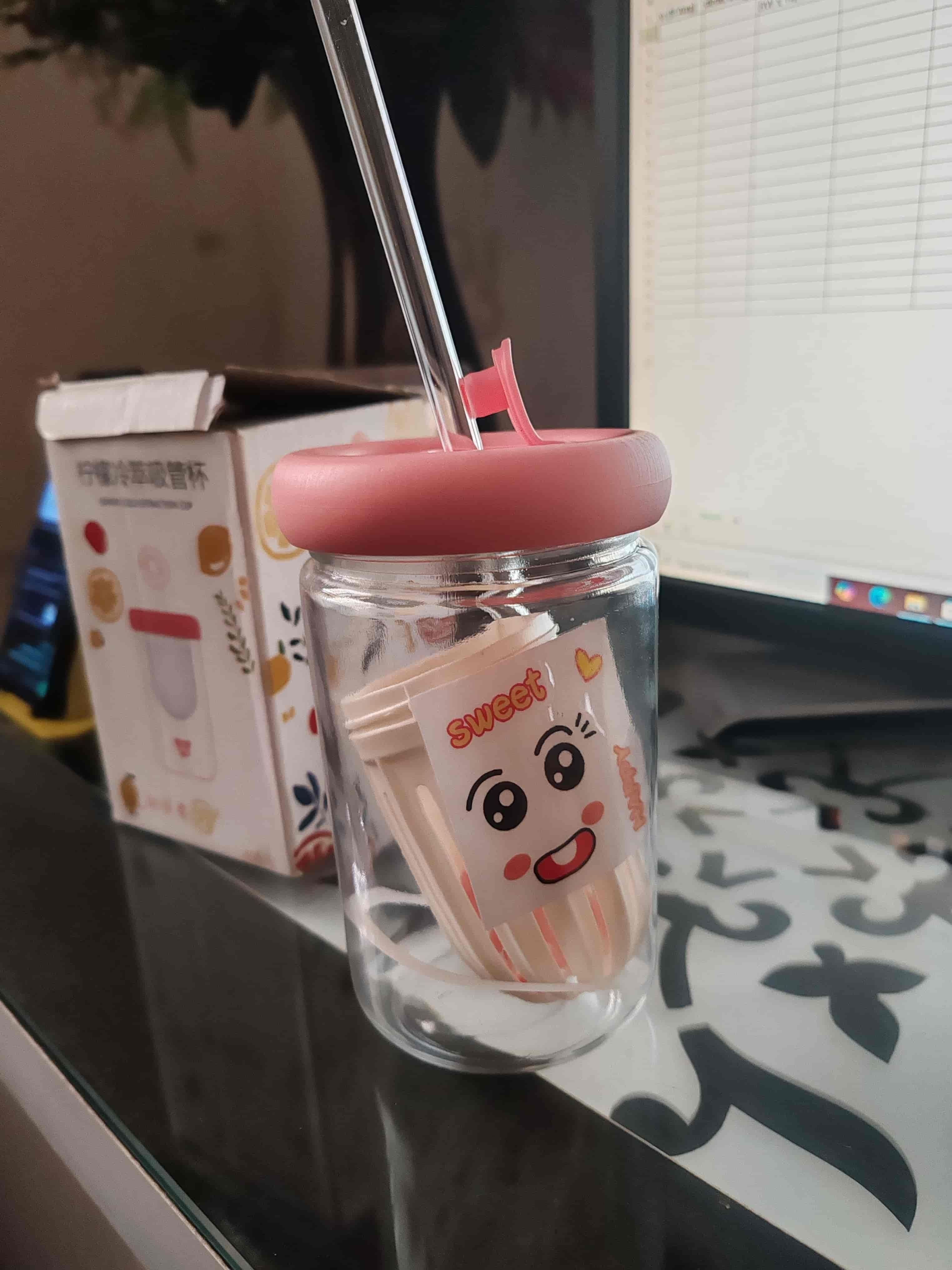 Glass Tumbler with Straw