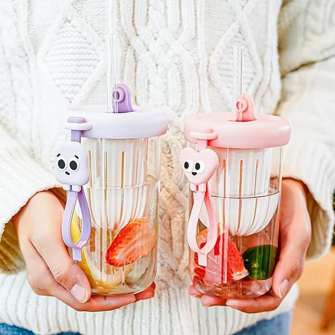 Glass Tumbler with Straw